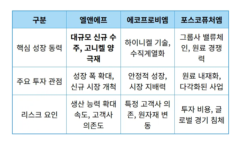 양극재 대장주 판도 변화! L&F 2026년 매출 3조 돌파? 투자 꿀팁 - 상세 표