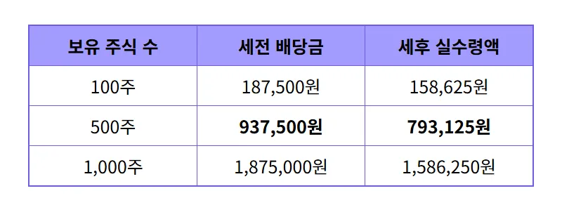 SK하이닉스 배당금 500주 보유 시 현실적인 수령액과 지급일 꿀팁 - 상세 표
