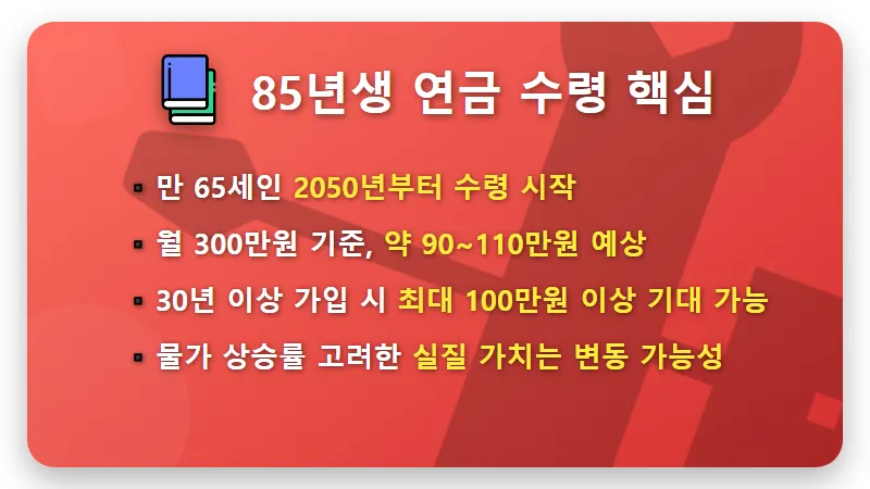 월 300만원 월급, 95년생 85년생 국민연금 수령액 꿀팁! 현실적인 노후 대비 전략 - 핵심 요약