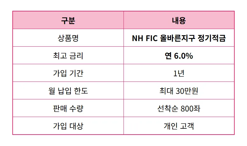 NH저축은행 6% 적금, 800좌 놓치지 마세요! 현실적인 가입 꿀팁 - 상세 표