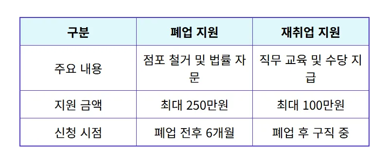 2026 희망리턴패키지 폐업 지원금 250만원 받는 현실적인 방법과 꿀팁 - 상세 표