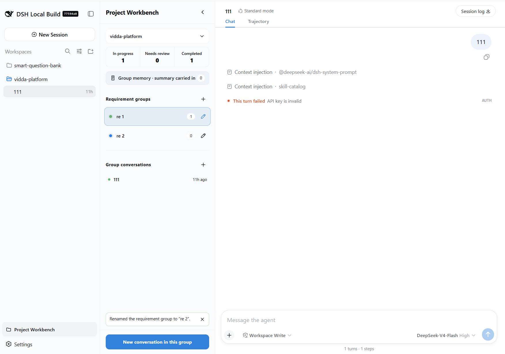 Project picker, requirement groups, and group conversations