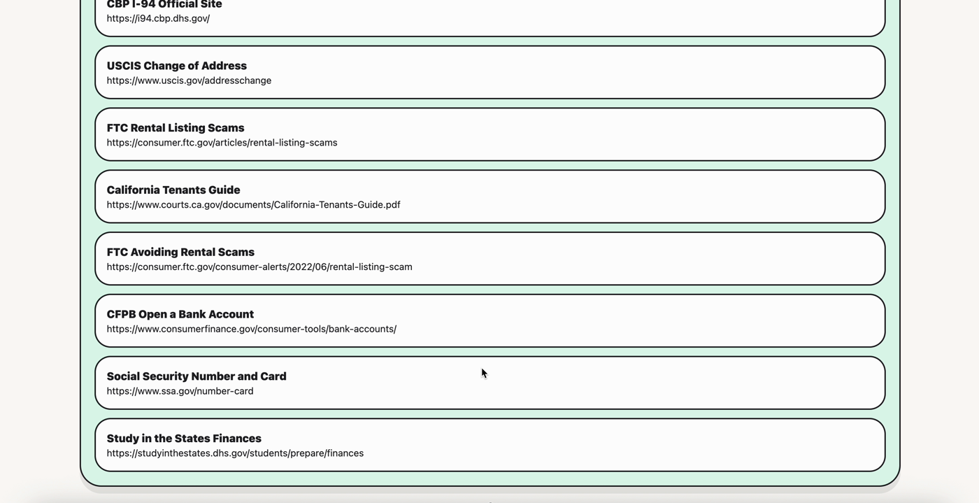 Trusted source list rendered in the UI