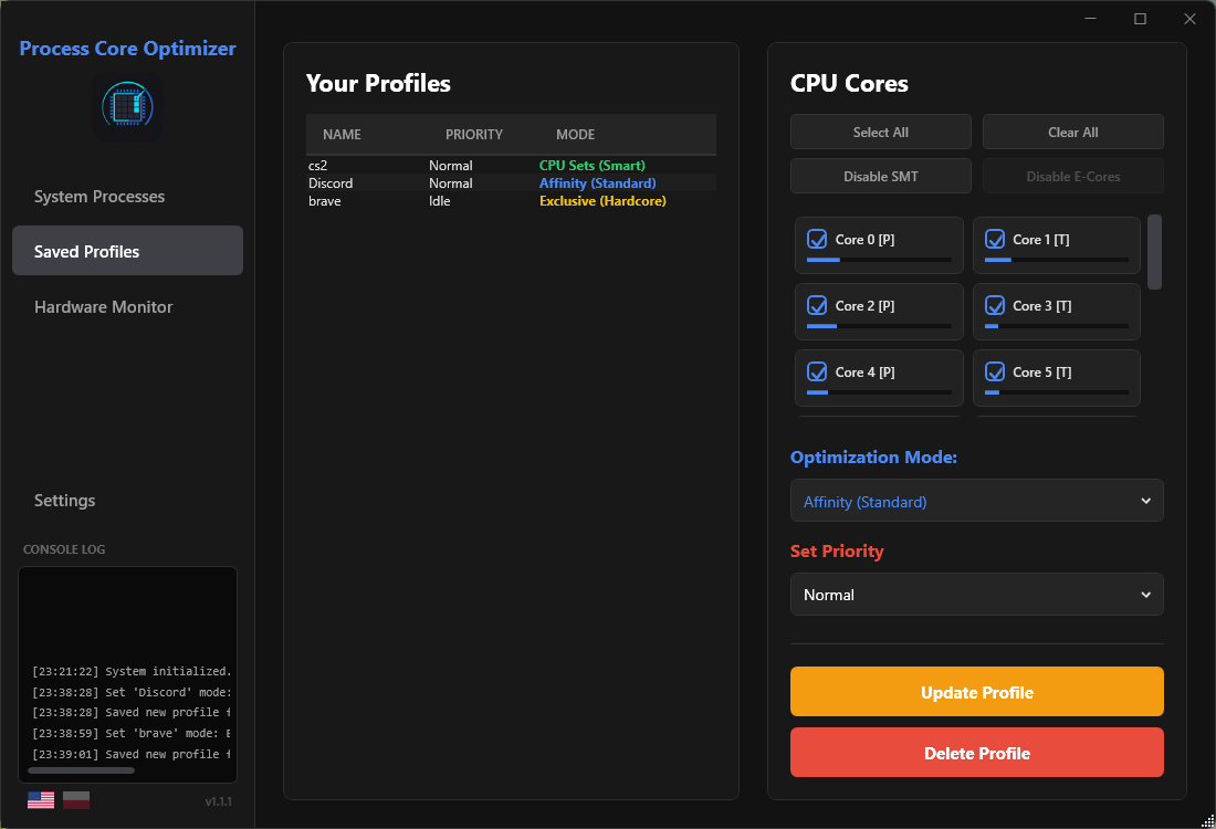 Saved Profiles