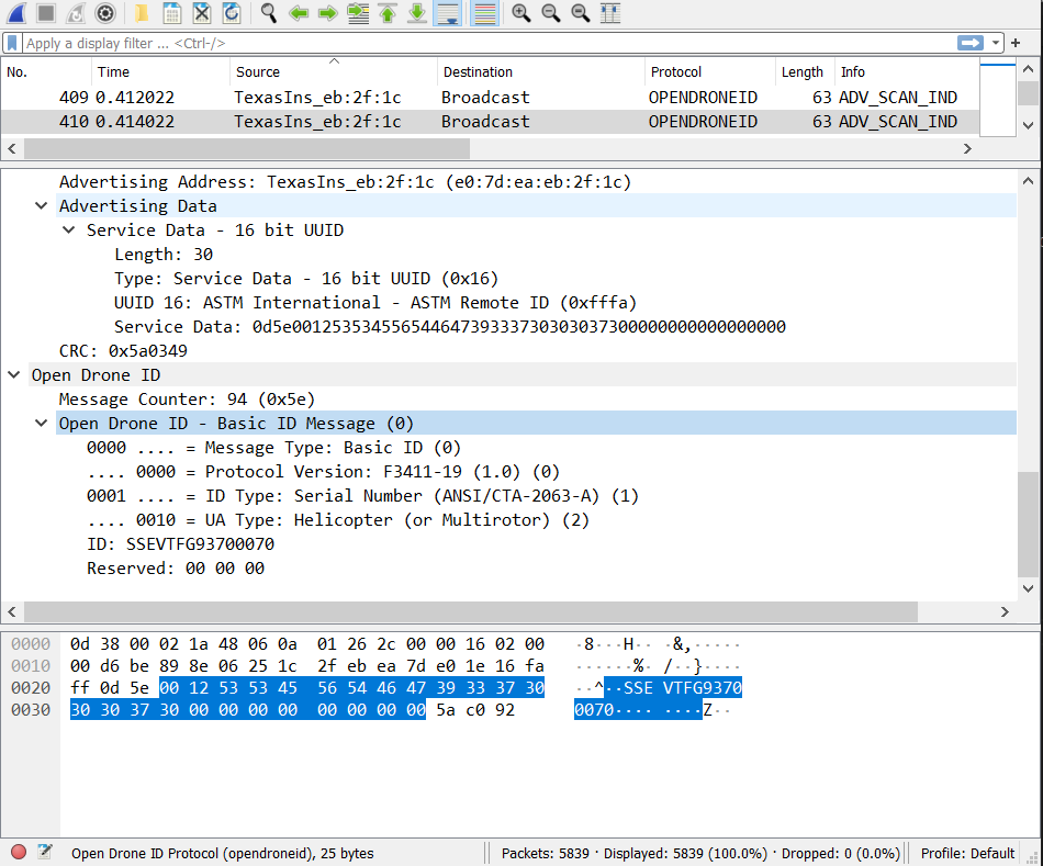 Wireshark BT Screenshot