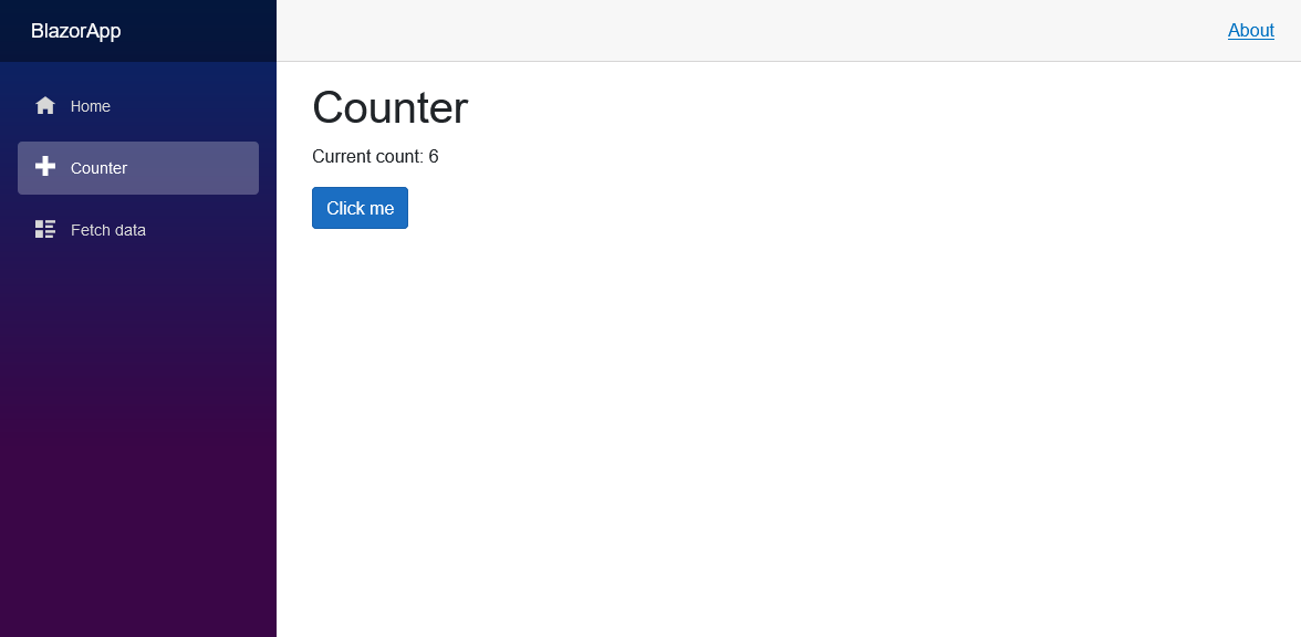 Blazor App Counter page