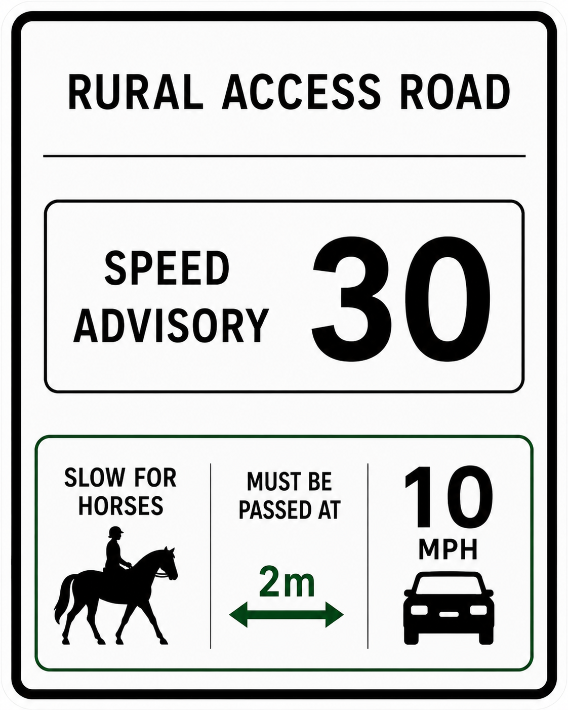 FM Signs Horse Rider Safety Warning Sign — Please pass wide and slow