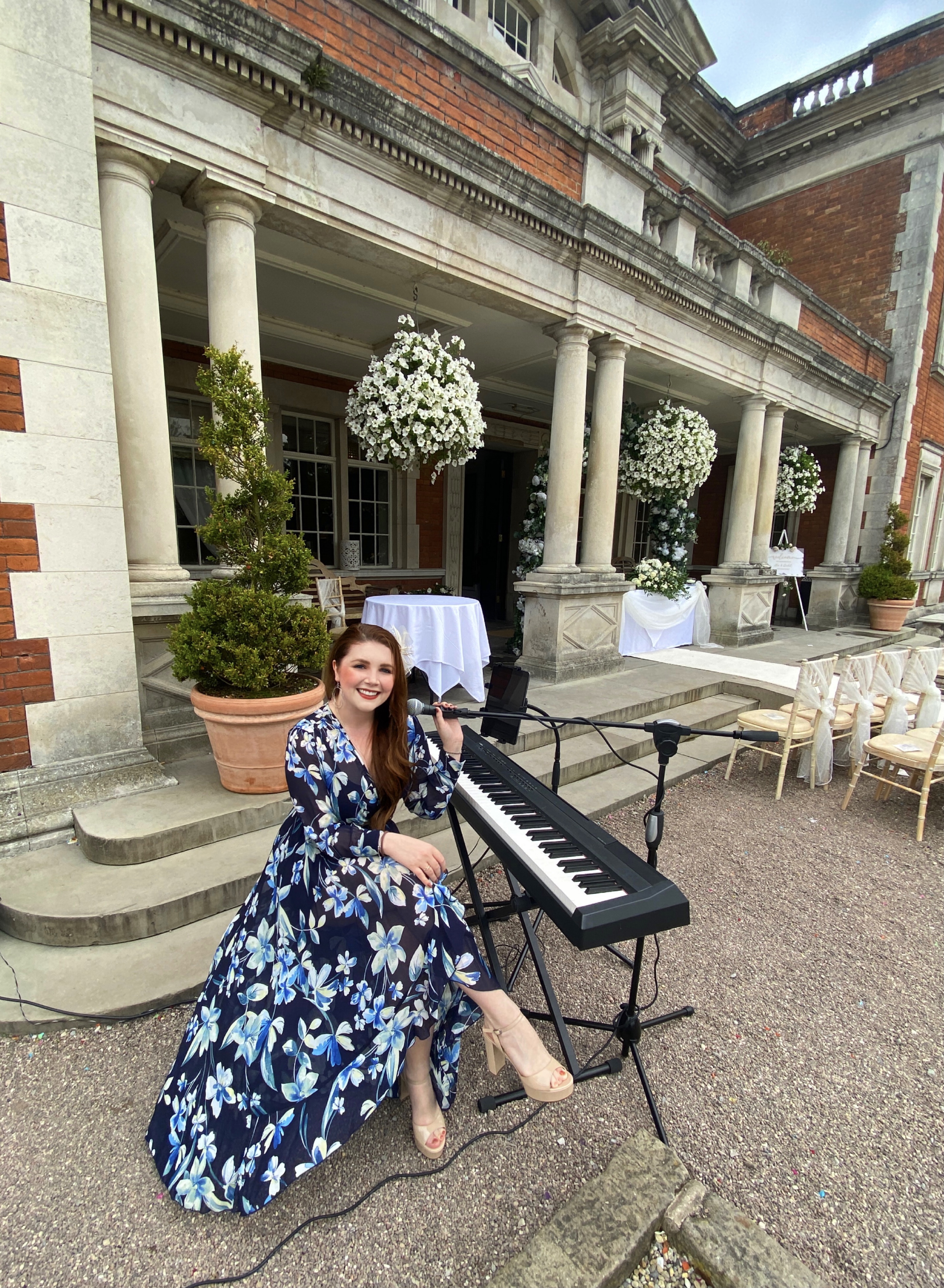 Kasia Howley performing live piano vocals at Eaves Hall