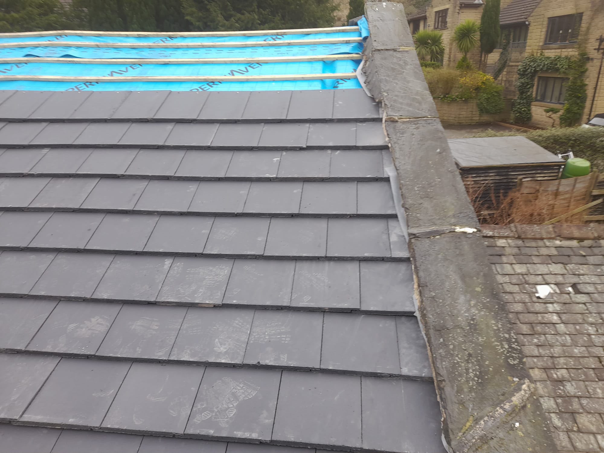 Completed roofing work