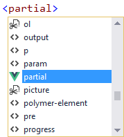 HTML Intellisense partial