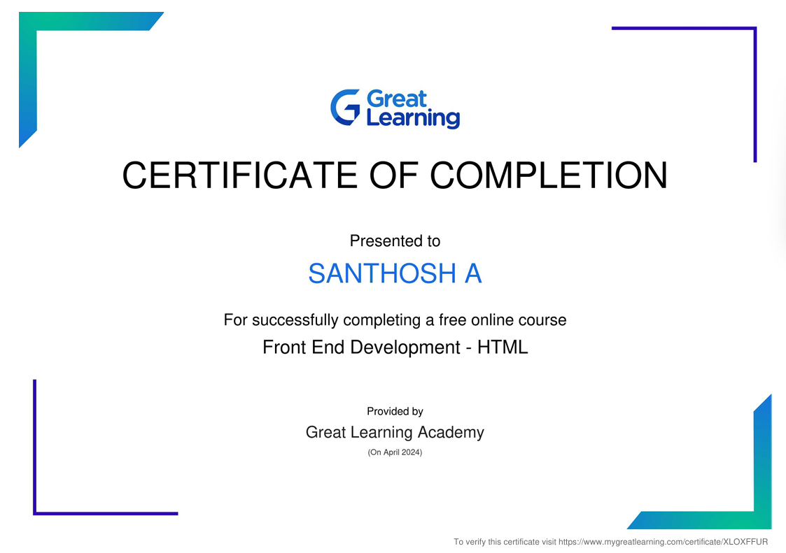 HTML Certificate