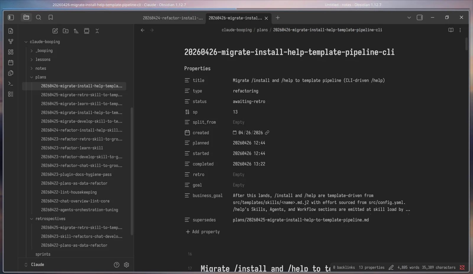 Vault open in Obsidian