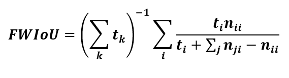   Frequency weighted intersection over union (FWIoU) 