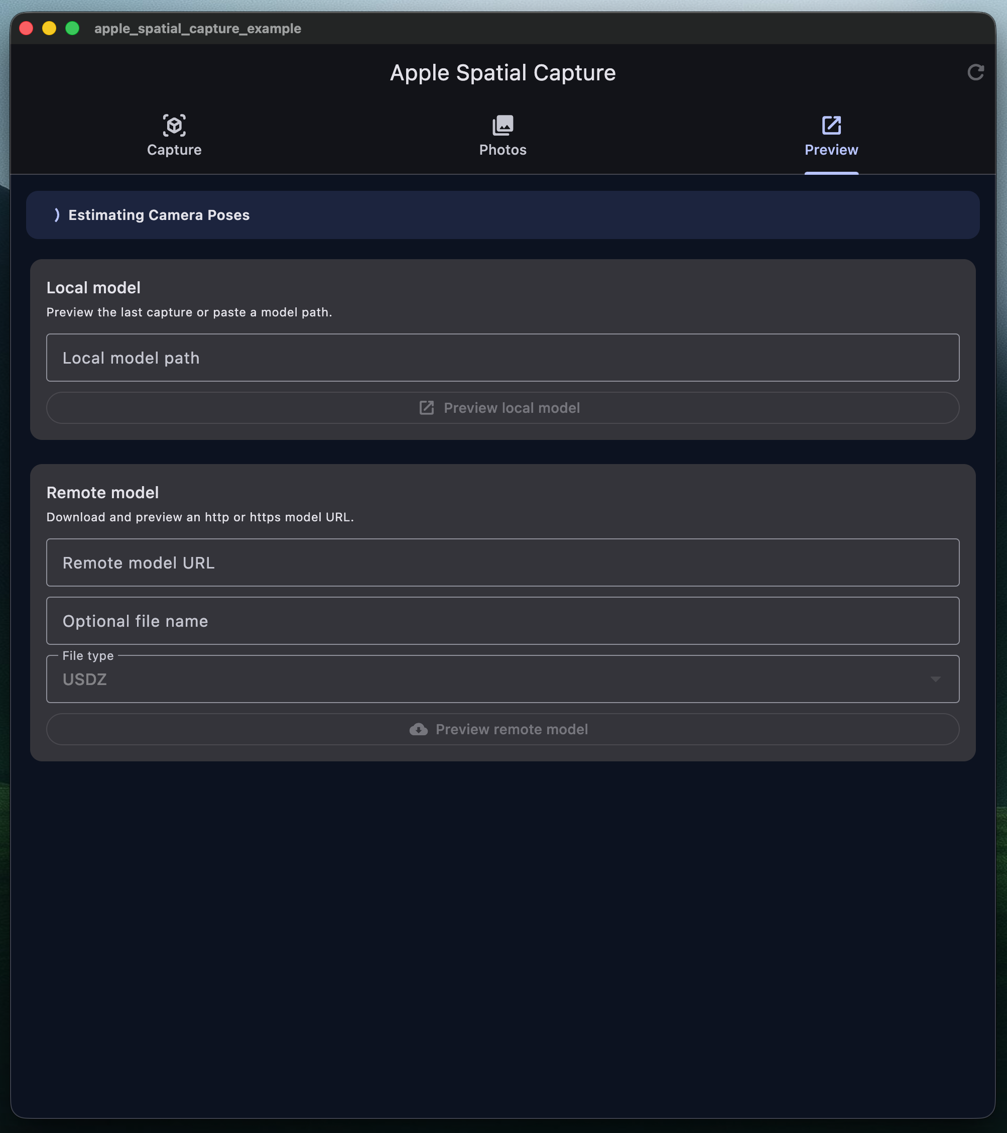 macOS model preview screen