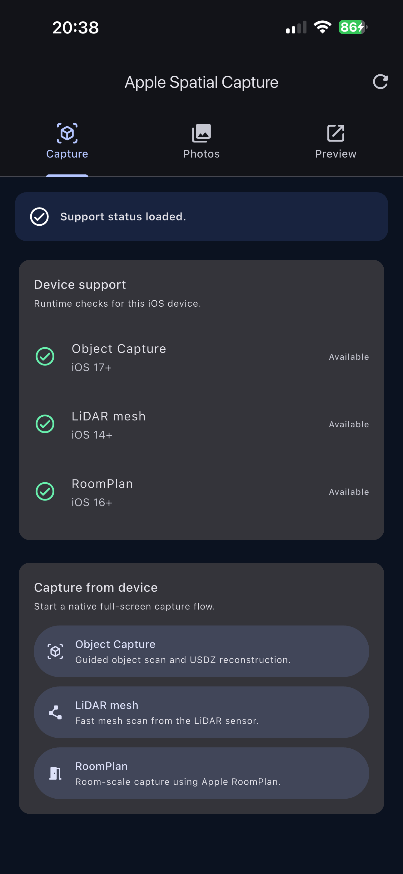 Capture methods screen