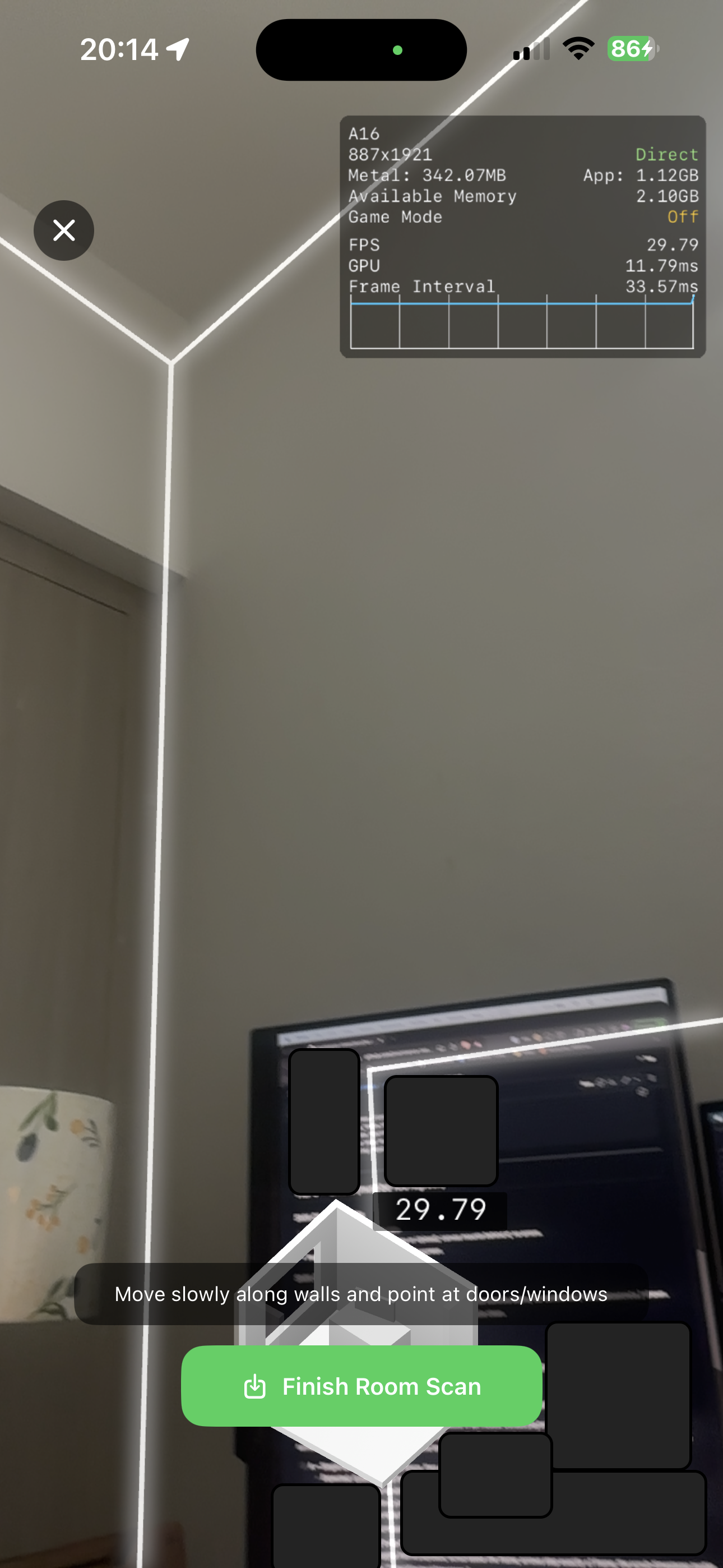 RoomPlan scan screen