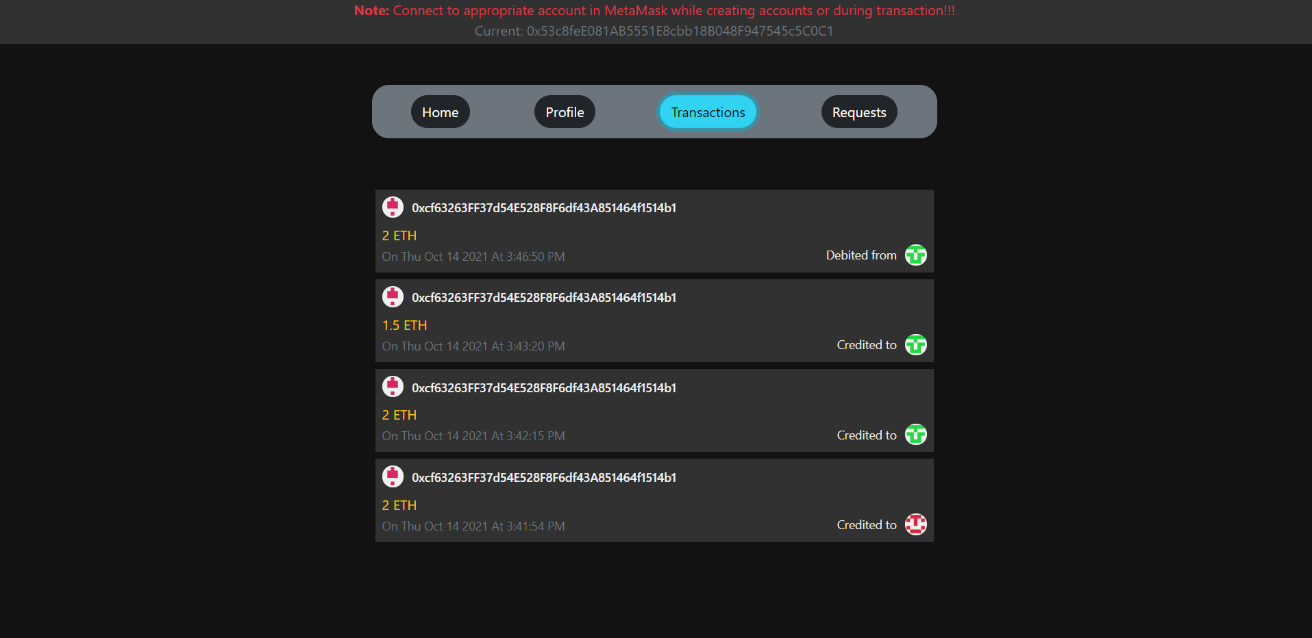 Transaction History