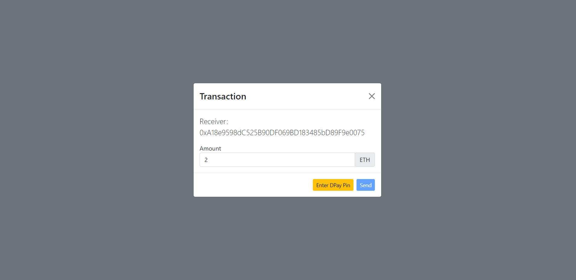 Transaction modal