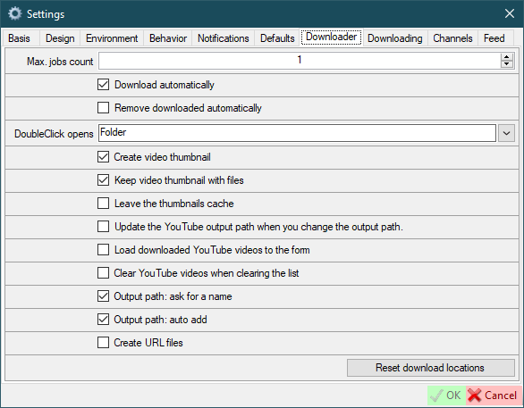 Downloader settings