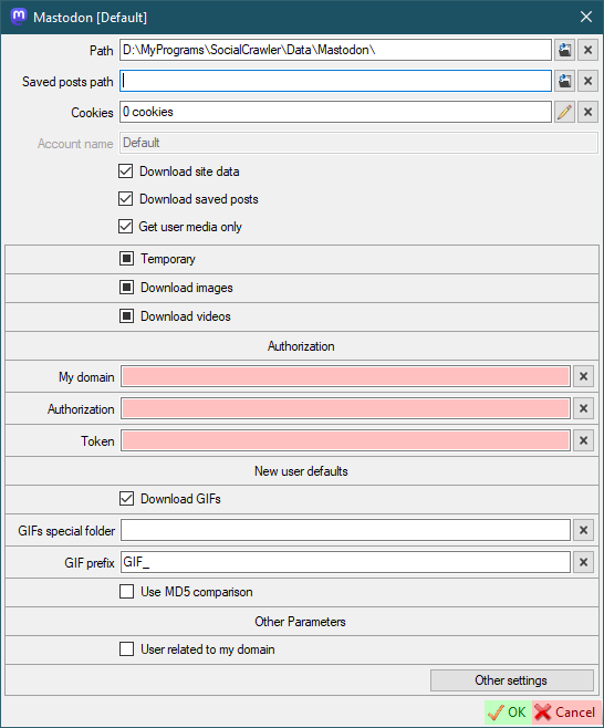 Mastodon settings