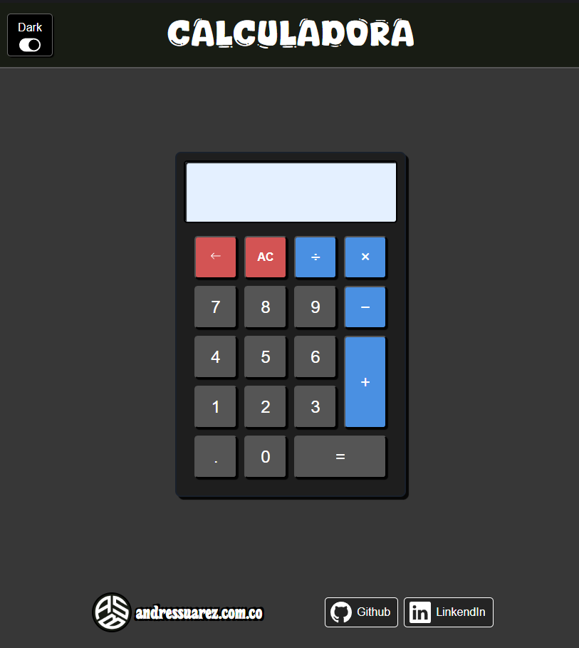 Calculadora en modo oscuro