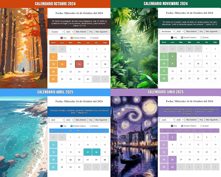 Calendario 1ra muestra