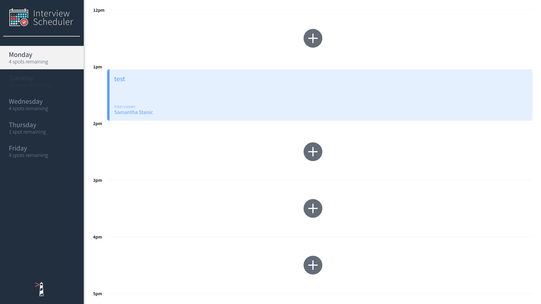 GitHub - ACristoff/scheduler: Interview scheduler is a single page ...