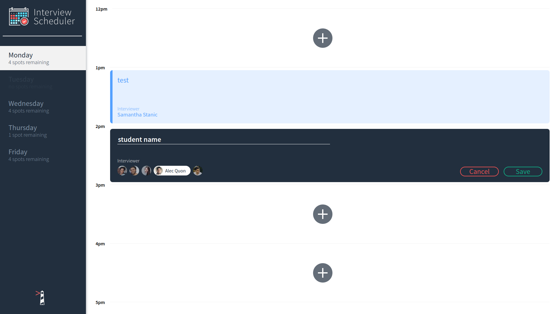 GitHub - ACristoff/scheduler: Interview scheduler is a single page ...
