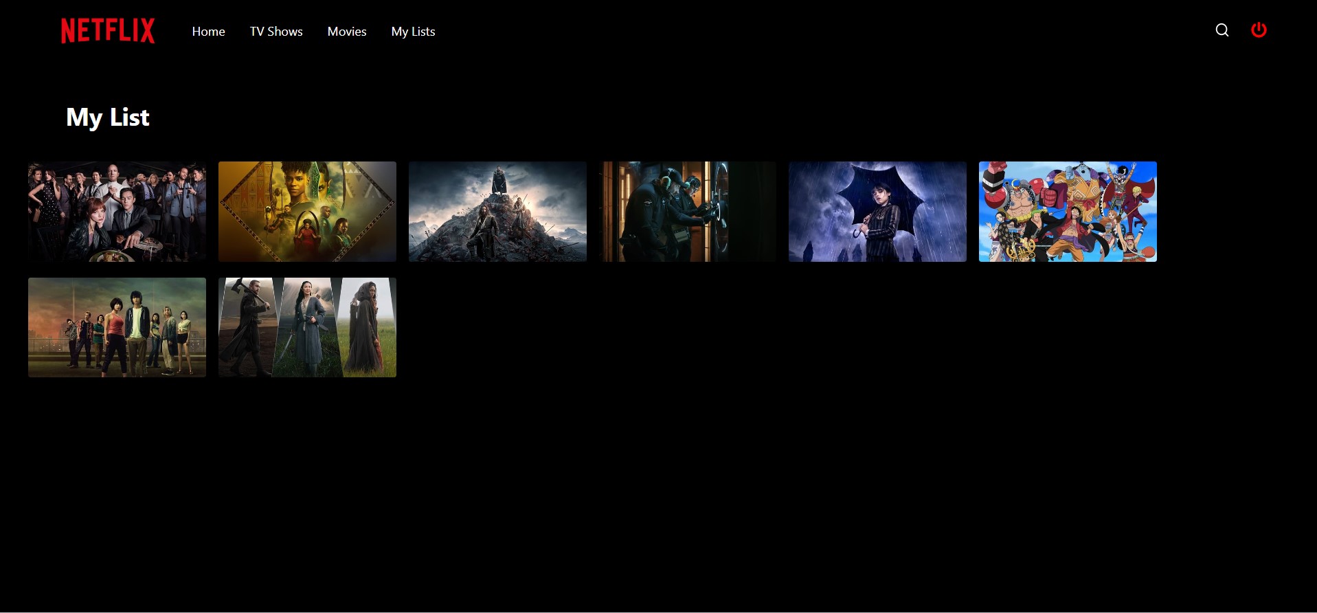 Netflix my list page