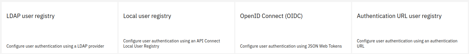 IBM API Connect User registries types