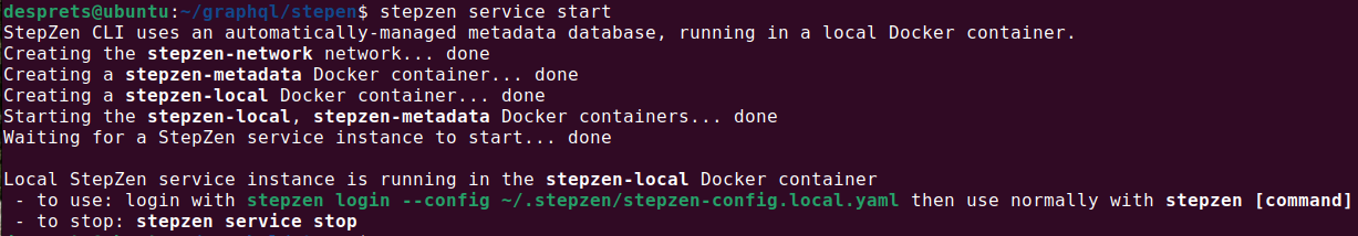 Starting stepzen locally