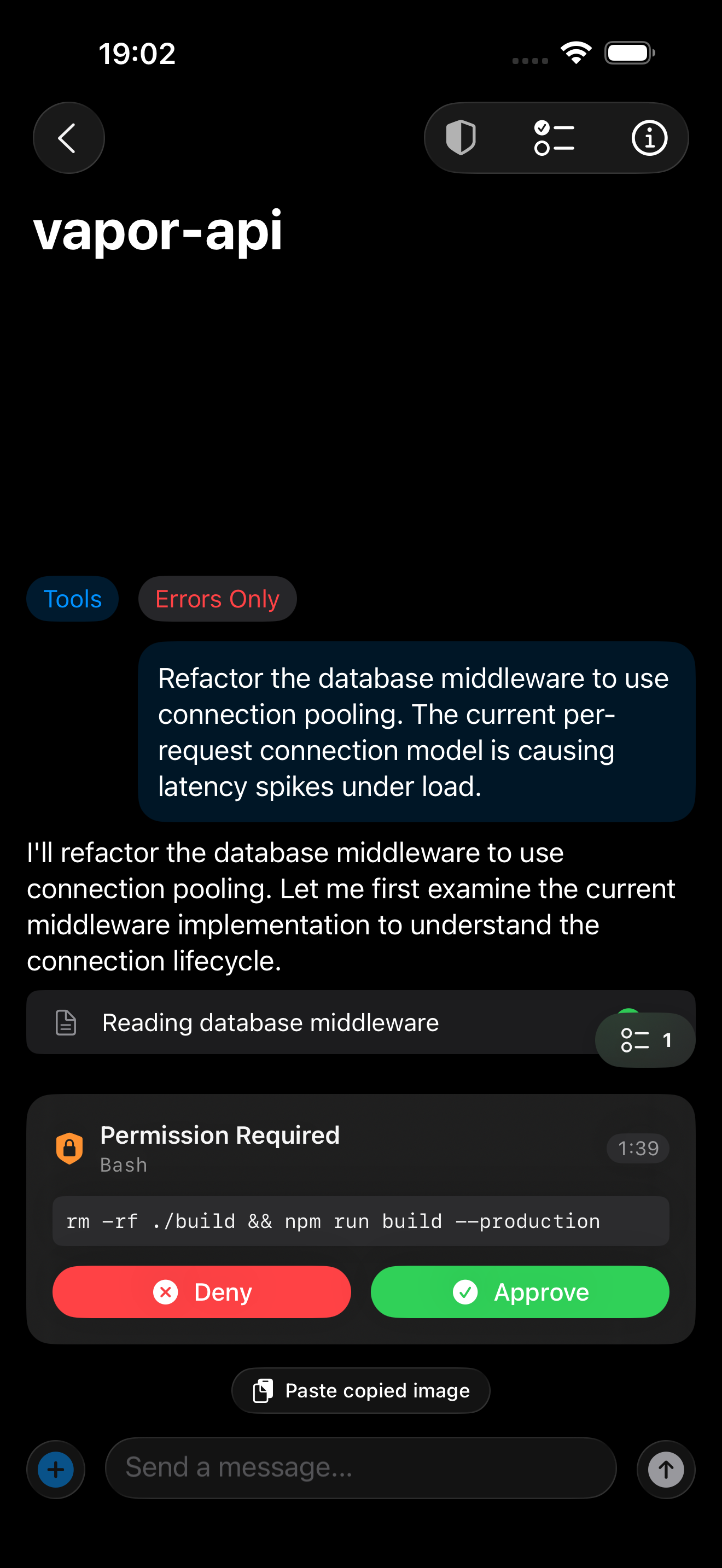 Permission — remote approve or deny