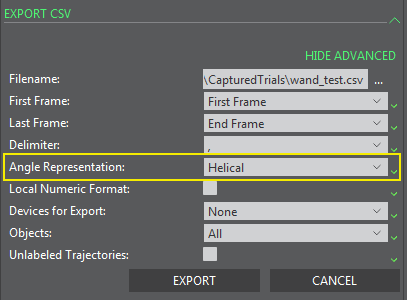 CSV Export Settings