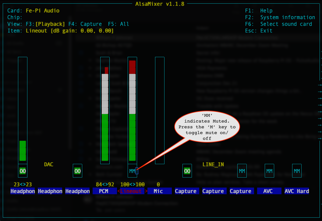 Fe-Pi Line Out initially muted