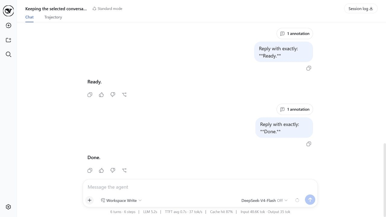 选中文本、打开 Side Chat、查看 Markdown 回复并按 Escape 关闭