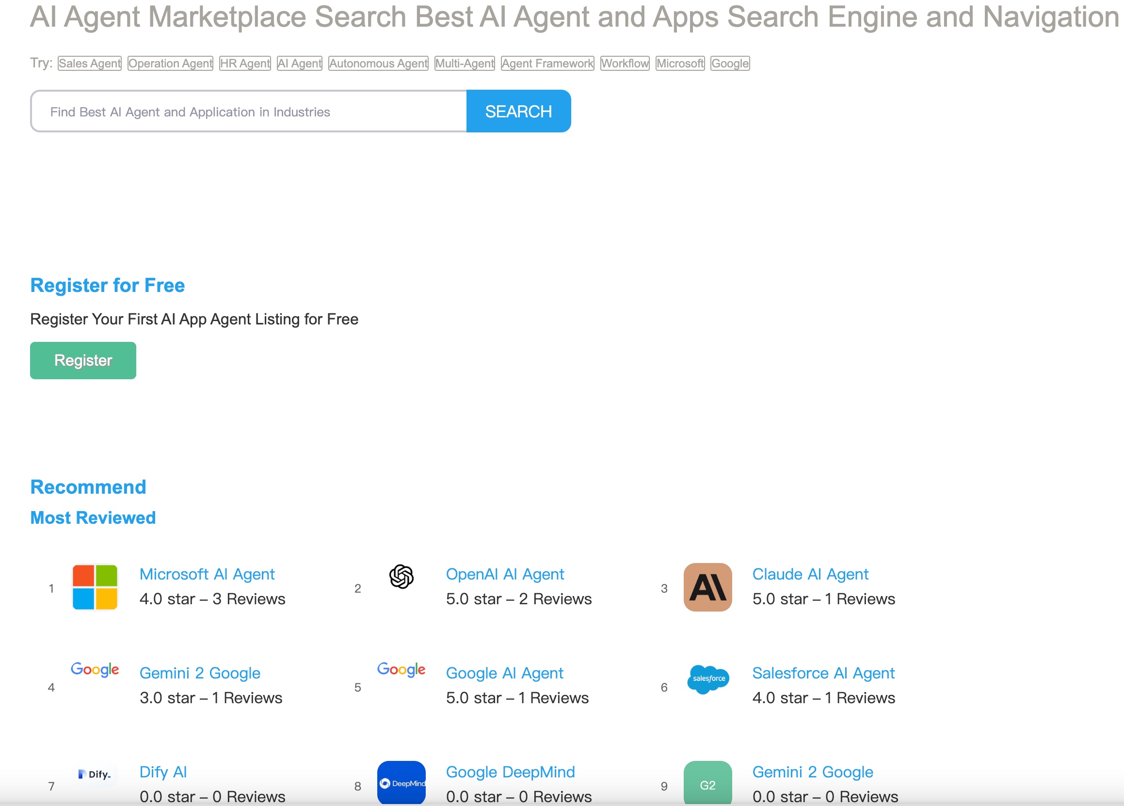 AI Agent Marketplace Directory Search