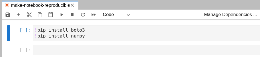 Start my notebook with pip cells