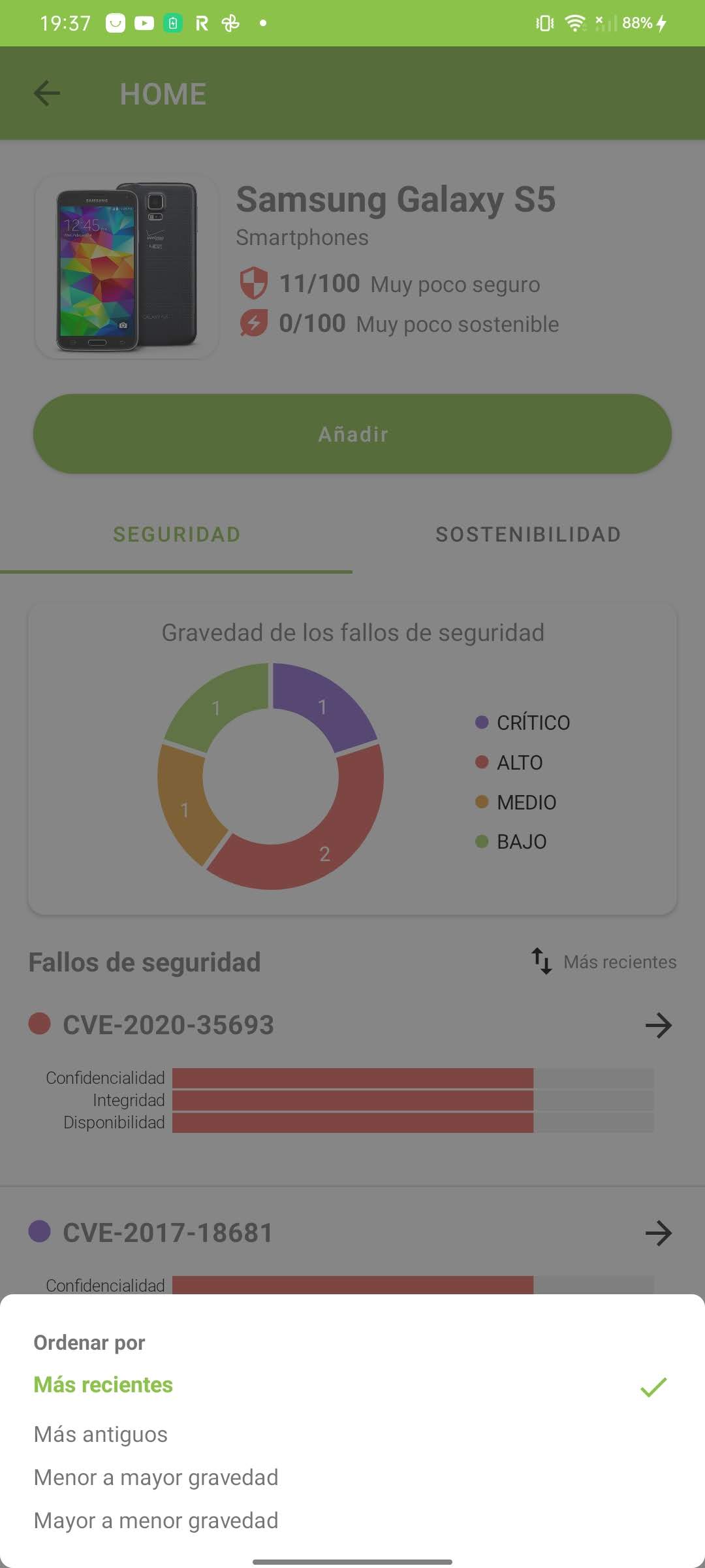 Ordenación de CVEs