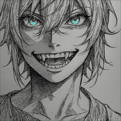 Stylized character expression animated from a first frame