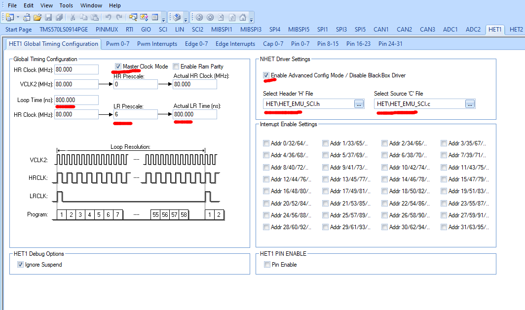 Configure HET1