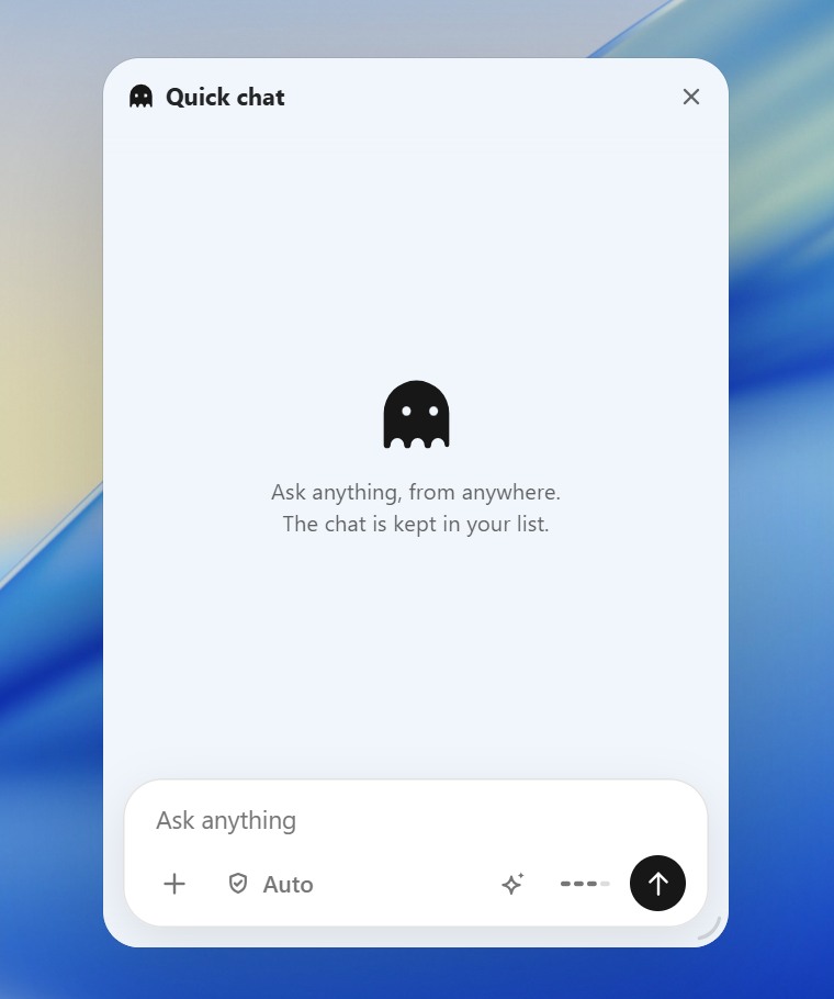 Quick chat over the desktop