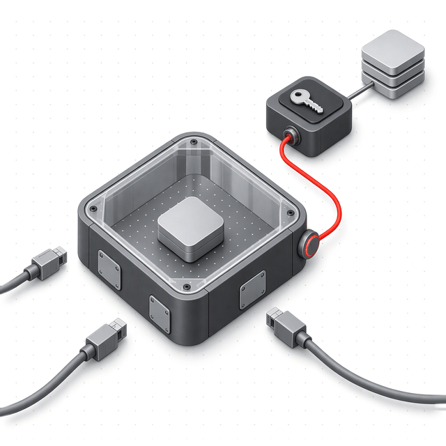 A task runs in a closed chamber with its network cables unplugged