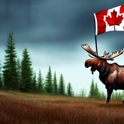 Moose with Canadian flag