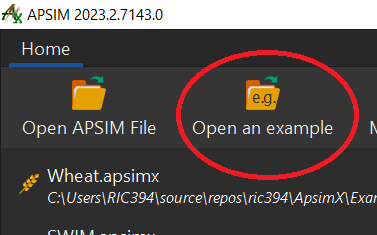 Open example menu bar option