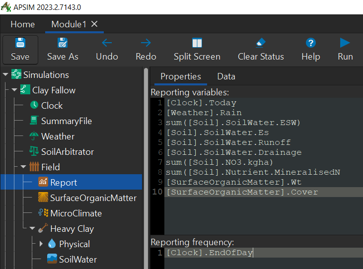 Reporting variables
