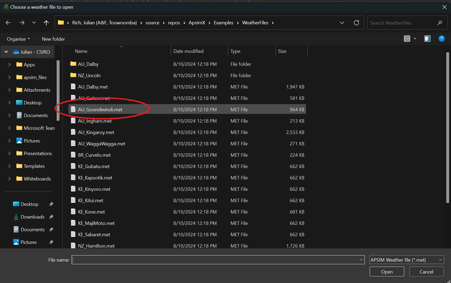 Weather view file select