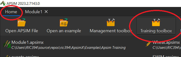 Getting to the training toolbox