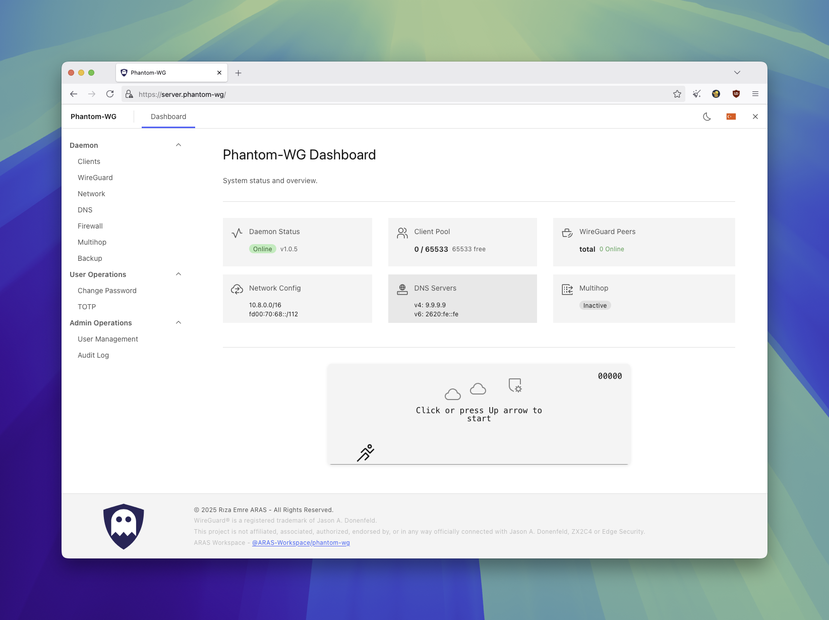 Phantom-WG Dashboard