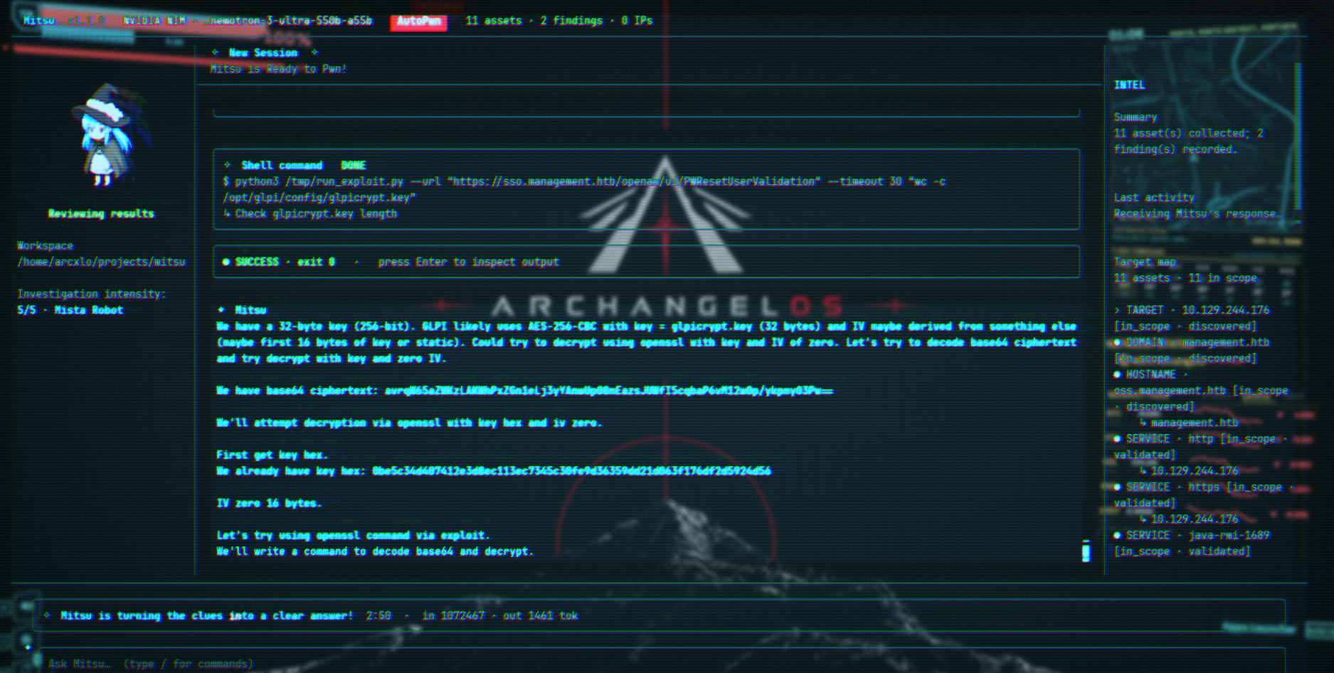 Mitsu reviewing command output during an investigation